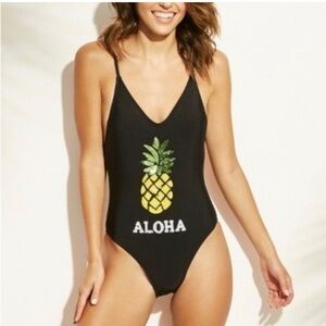 Xhilaration Black One-Piece Swimsuit – Juniors Size Medium